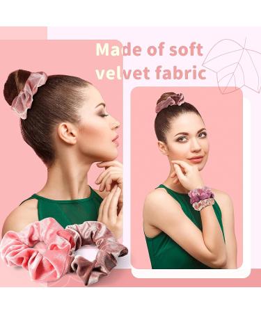 24-Piece Blush Velvet Hair Scrunchies Set with Drawstring Bag - Soft Elastic Hair Bands for Girls and Women | Perfect for Theme Parties and Everyday Use - Buy Online on GoSupps.com