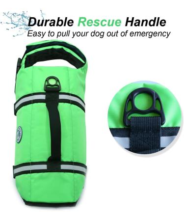 Vivaglory Ripstop Dog Rescue Vest - Improved Buoyancy & Visibility for Small to Medium Dogs | Neon Green | L: 63-78cm Chest - Buy Online on GoSupps.com