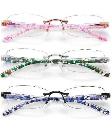 Women's Blue Light Blocking Rimless Reading Glasses | Elegant Artistic Eyeglasses | Mixcolour 1.5 x Magnification - Buy Online on GoSupps.com