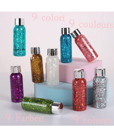 9 Pack Body Glitter Gel - Mermaid Sequin Chunky Glitter for Festival & Birthday Makeup - Buy Online on GoSupps.com