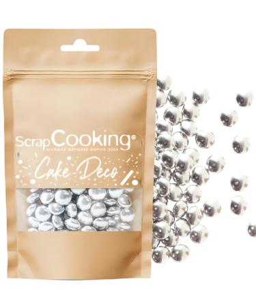 ScrapCooking ScrapCooking - Silver Chocolate Pearls 60g - Edible Dragees - Sugar Pearls with Chocolate Center - For Desserts Cakes and Cupcakes - Christmas Birthday - Silver - 7477