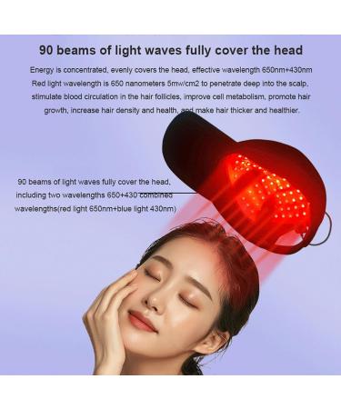  hKjPlvf Hair Regrowth Hat 90 LED Beads 650nm and 430nm Fast Hair Regrowth Hat with Blue Red Light for Men and Women 15-30 Minute Timer Strengthens Roots - Buy Online on GoSupps.com