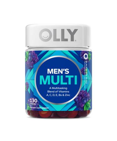 OLLY Men's Multi Gummies Supports Overall Wellness * Vitamins A C D E Bs & Zinc BlackBerry Blitz Flavored 65 Day Supply - 130 Count Blackberry 130 Count (Pack of 1
