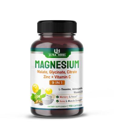 Tripple Magnesium Complex, with Magnesium Malate, Glycinate, Citrate - High Absorption Magnesium Supplement for Sleep Quality, Nerve & Muscle Relaxation | 150 Capsules