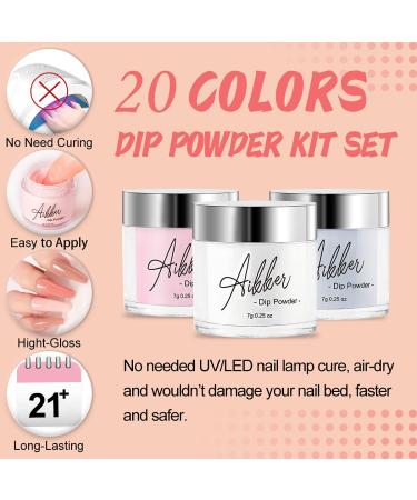 Aikker 27 Pcs Dip Powder Nail Kit Starter - Summer Colors Orange Yellow Green Golden Collection for DIY Salon Manicure AK17P - Buy Online on GoSupps.com