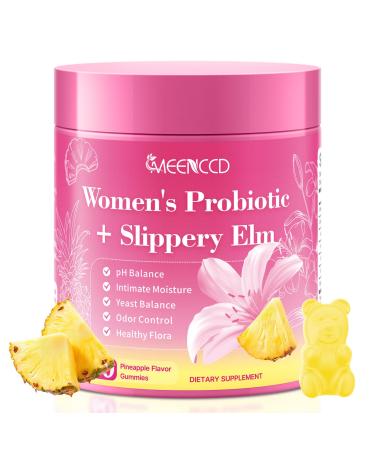 MEENCCD Her Juicy Feminine Probiotics Gummies with Slippery Elm & Lactobacillus Blend Supports pH Balance & Immune Function Promotes Vaginal Wellness Pineapple Flavor 60 Count