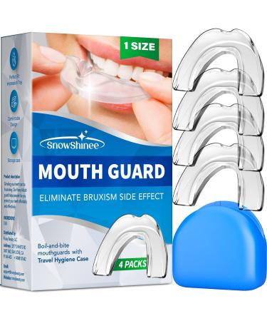 Mouth Guard Mouth Guard for Grinding Teeth Custom Mouth Guard for Clenching Teeth at Night Night Guards for Teeth Grinding Anti Grinding Dental Night Guard Bruxism Mouthguard - 4 Pack/One Size