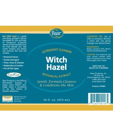 Baar Witch Hazel 16 fl. oz. - Natural Skin Care & Soothing Relief | International Shipping Available - Buy Online on GoSupps.com