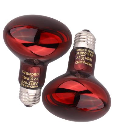 Dernord reptiles red light lamp pear - 100 watts infrared lamp red light lamp heat lamp animals for prehistoric toads turtles vivarium 2 pack red light lamp 100W - Buy Online on GoSupps.com