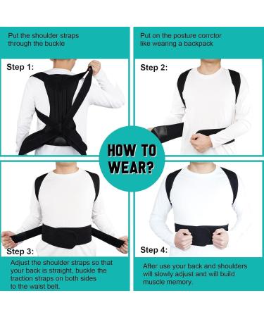 Breathable Back Brace Posture Corrector for Women and Men Back Straightener Hunchback Correction Lumbar Support Shoulder Neck Posture Support for Improve Back Posture Black M Black M - Buy Online on GoSupps.com