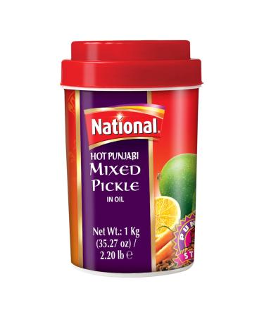 National Foods Hot Punjabi Mixed Pickle 35.27 oz (1000g) Sour & Spicy Traditional South Asian Relish | Zesty & Tangy Achaar | Plastic Jar Hot Punjabi Mixed (1000g) 1 kg (Pack of 1)