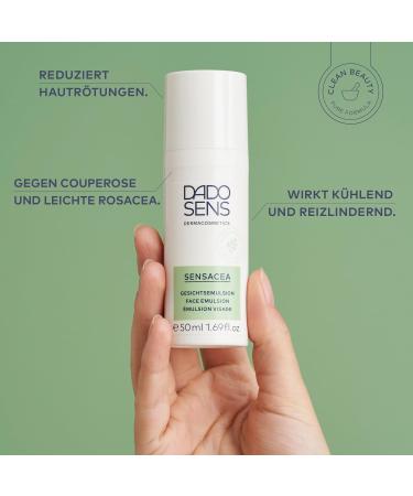 DADO SENS SENSACEA Facial Emulsion (50ml) + SOS Acute Cream Included in a Bag | Special Anti-Redness Care for Rosacea and Rosacea | Relieves Heat Feelings Redness - Buy Online on GoSupps.com