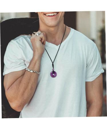 Shop Solustre 2-Stone Necklace with Safety Buckle - Elegant Crystal Pendant Jewelry for Women & Men - Purple Circle Necklace with Coin Design - Buy Online on GoSupps.com