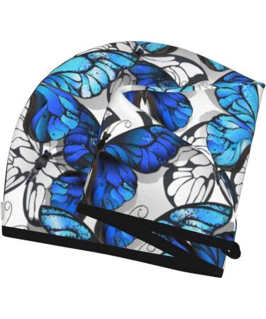 Blue & White Butterflies Microfiber Hair Towel - Soft Super Absorbent & Quick Dry Wrap for Women | Ideal for Long Curly & Thick Hair - Buy Online on GoSupps.com