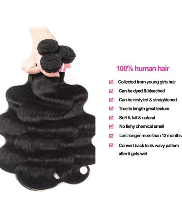 10A Grade Unprocessed Brazilian Body Wave Human Hair Bundles (16 18 20) - Buy Online on GoSupps.com