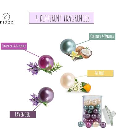 KIOQO Bath Oil Beads 90s - Natural Oil Pearls Bulk | 4 Scent Set | Pack of 40 - Bathtub Gift Set - Buy Online on GoSupps.com