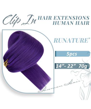 Runature Remy Clip In Real Hair Extensions - 55cm Violet 22 Inch Smooth Purple 70g Bunt - Buy Online on GoSupps.com