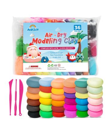36 Colors Air Dry Clay for Kids  Modeling Clay Kit  Magic Foam DIY Clay with 3 Sculpting Tools  Ultra Light & Soft Clay  Safe & Non-Toxic & No Baking  Art Crafts Gift for Children by AORZOV