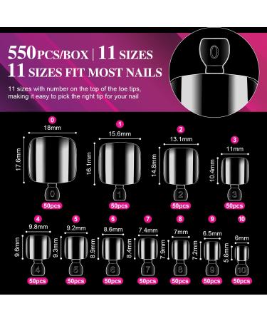 AIMeili 550 Pieces Clear Transparent False Toe Nails - Full Cover Artificial Toenail Tips with Storage Box - Buy Online on GoSupps.com