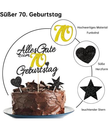 70th Birthday Cake Decorations - Gold Rock 11-Piece Set | Happy 70th Birthday Cake Topper for Men & Women - Buy Online on GoSupps.com