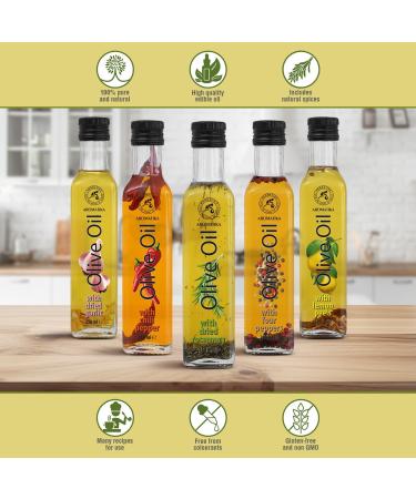 Olive Oil with Dried Rosemary 250ml - Olive Oil Infused with Rosemary - Olive Oil with Spices - Fresh Olive Oil - Cooking Olive Oil - Good for Salad - Glass Bottle - Buy Online on GoSupps.com