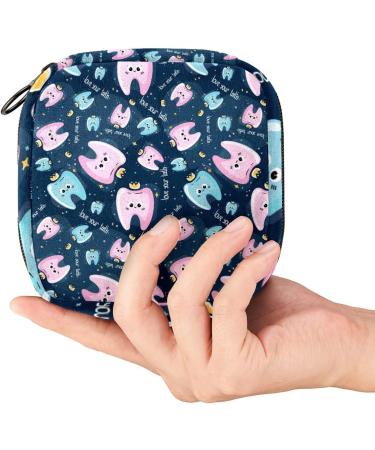Cartoon Teeth Pattern Sanitary Napkin Storage Bag Menstrual Pad Bag Portable Menstrual Period Sanitary Pouch Zipper Tampons Collect Bags for Teen Girls Women Ladies Color 10 - Buy Online on GoSupps.com