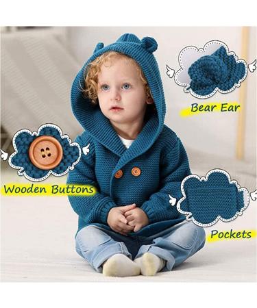 Mimixiong Baby Sweater Cardigan Boy Jacket | Long Sleeve Hooded Coat 18-24 Months Navy Blue - Buy Online on GoSupps.com