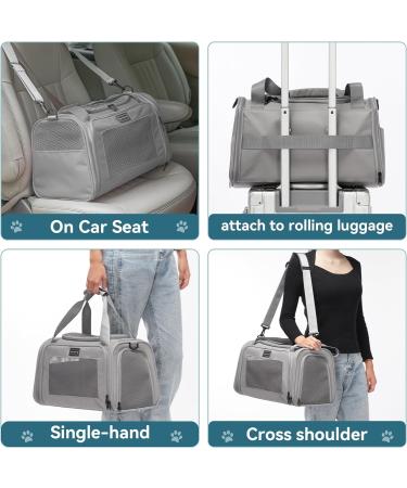 PetSfit Foldable Pet Transport Box - Portable Dog & Cat Carrying Bag with Expandable Bed | Travel-Friendly & Durable Gray Bag for Small Dogs & Cats - Buy Online on GoSupps.com