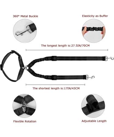 Deaguid Dog Seat Belts Double Dog Car Seat Belts Adjustable Elastic Dog Car Harness Puppy Car Seat Belt Puppy Car Harness (Black) - Buy Online on GoSupps.com