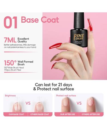 PEACECOLOR Gel Top Coat and Base Coat Set with Matte Top Coat Soak-Off Gel Nail Polish Matte Shine Finish Long Lasting Nail Art Manicure Pedicure for Salon & Home Use Clear - Buy Online on GoSupps.com