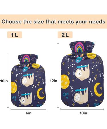 Naanle Galaxy Sloth Hot Water Bottle - 2L Large Transparent with Cover for Warm & Cold Therapy - Ideal for Bed Hands & Feet Pain Relief - Buy Online on GoSupps.com