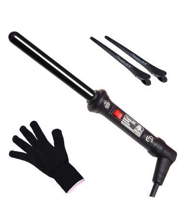 Le Angelique 19mm 3/4 Inch Thin Ceramic Curling Wand for Short Hair Small Tight Curls & Spirals - Professional Clipless Curler Iron with Glove and 2 Clips | 430F Instant Heat | Dual Voltage - Black 3/4 Inch (19mm) Black