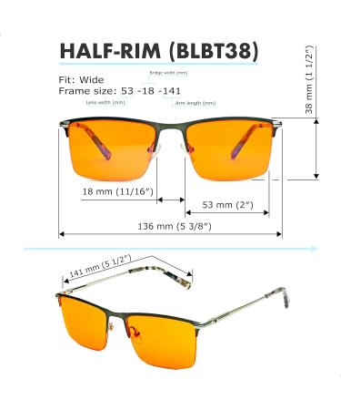 THL SLEEP Half Frame Blue Light Blocking Glasses - Titanium Semi Rimless Blue Blockers for Men & Women | Reduce Eye Strain & Fatigue - Perfect for Sleep & Migraine Relief - Buy Online on GoSupps.com