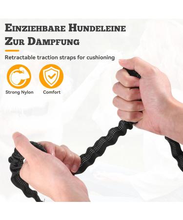 Ultimate Jogging Leash for Large & Medium Dogs | Pile Belt & Double Handle | Retractable Waist Belt - Orange - Buy Online on GoSupps.com