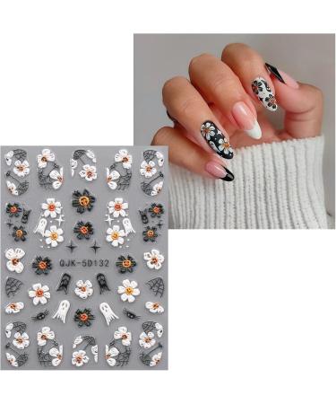 5D Halloween Nail Stickers 4 Sheets 5D Self-Adhesive Embossed Purple Nail Decal Ghost Pumpkin Nail Art Decoration Design Supplies - Buy Online on GoSupps.com