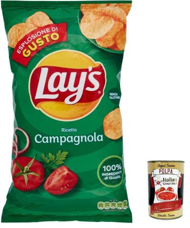 Lay's Campagnola Salted Patatina Crisps 133g + Italian Polpa Gourmet 400g (Pack of 6)