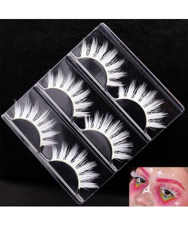 White Eyelashes Cosplay Lashes White False Eyelashes Thick Natural White Lashes Can Be Painted Easter Fake Eyelashes Halloween Costume Party Eye Lashes Tool Stage Performance (MQ1-15mm)