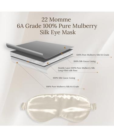 SILKSLEEK 22 Momme Silk Eye Mask for Sleeping | Pure Mulberry Silk | Super Soft & Comfortable | Blackout Eye Mask in Gift Box - Pearl White - Buy Online on GoSupps.com