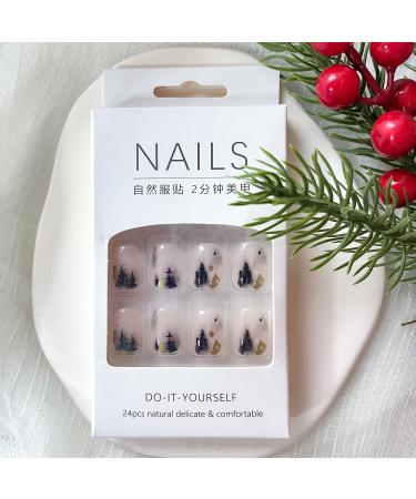 24 Pcs Short Full Cover Press on Nails with Cute Designs - Nude Pink Square False Nails for Women - Glossy Acrylic Fake Nails for Nail Art - Buy Online on GoSupps.com