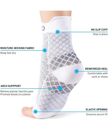 HUEGLO Plantar Fasciitis Compression Socks - 4 Pairs for Men and Women | Ankle Support Brace for Pain Relief and Neuropathy | Anti-Slip Foot Support (2Black+2White M) - Buy Online on GoSupps.com