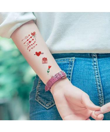 Valentine's Day Temporary Tattoos - 130PCS Red Pink Heart Lips Flowers - Waterproof Fake Tattoo Stickers for Women Kids - Perfect for Valentine's Day Wedding Party Favors - 10 Sheets - Buy Online on GoSupps.com