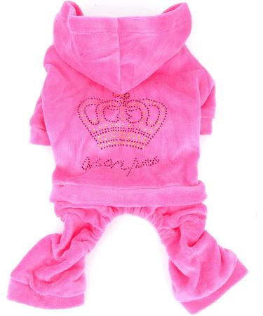 SELMAI Rhinestone Crown Dog Hoodie Jumpsuit XS Pink - Buy Online on GoSupps.com