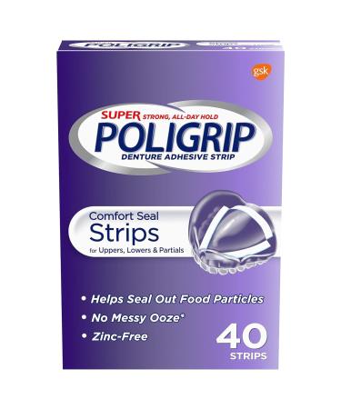 Poligrip Comfort Seal Strips Denture Adhesive 40 Strips