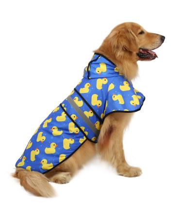 HDE Dog Raincoat Hooded Slicker Poncho for Small to X-Large Dogs and Puppies (Rubber Ducks, Large) Large A. Ducks