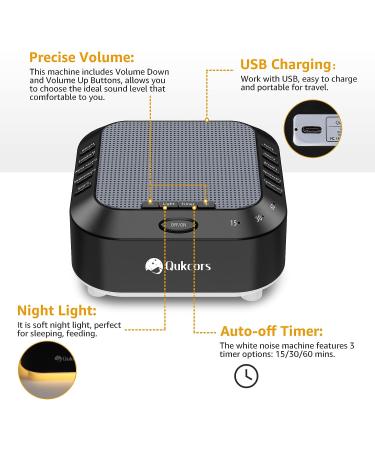 Qukcors White Noise Machine - 28 Soothing Sounds, Auto-Off Timer, Memory Function & Night Light - Sleep Sound Therapy for Baby, Kids, and Adults - Buy Online on GoSupps.com