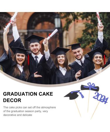 PRETYZOOM 12pcs 2024 Graduation Season Cake Insert Top Hat Cake Decoration Flag Dessert Wood - Buy Online on GoSupps.com