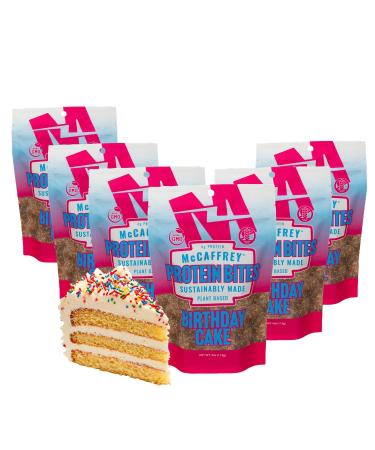 McCaffrey Protein Bites Birthday Cake Flavor 6 Multi-Serving 4oz Bags 4g of Protein per Serving Gluten-Free, Vegan, High Fiber Energy Snack for Active Families