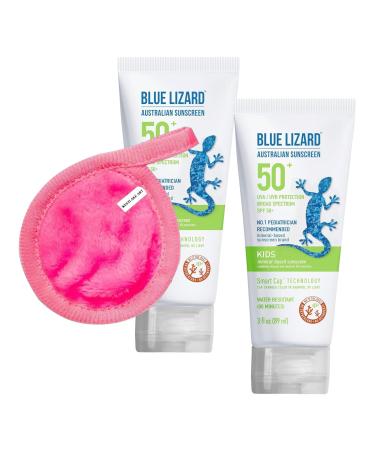 Sunscreen Kids | Bundled With Makeup Cleansing Cloth - 3 Oz Kids Sunscreen Mineral-Based Broad-Spectrum Protection Water Resistant Sunscreen Uv Smart Bottle Technology Pack Of 2