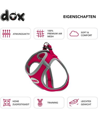 DDOXX Air Mesh Breast Harness for Small to Medium Dogs - Reflective Step-In Design | Multiple Colors | Ideal for Cats & Puppies | Size M (Chest 38-43 cm) - Pink - Buy Online on GoSupps.com