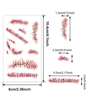 Konsait 120pcs Halloween Scars Tattoos - Waterproof Fake Blood Tattoo for Halloween Party Makeup - Zombie Vampire Bite Temporary Tattoo for Kids Women Men - Buy Online on GoSupps.com